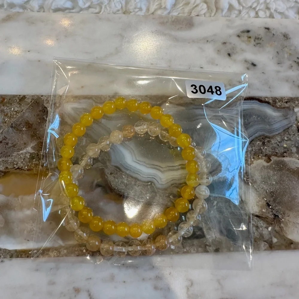 3048 Sunshine Yellow and Clear Beaded Bracelet Set